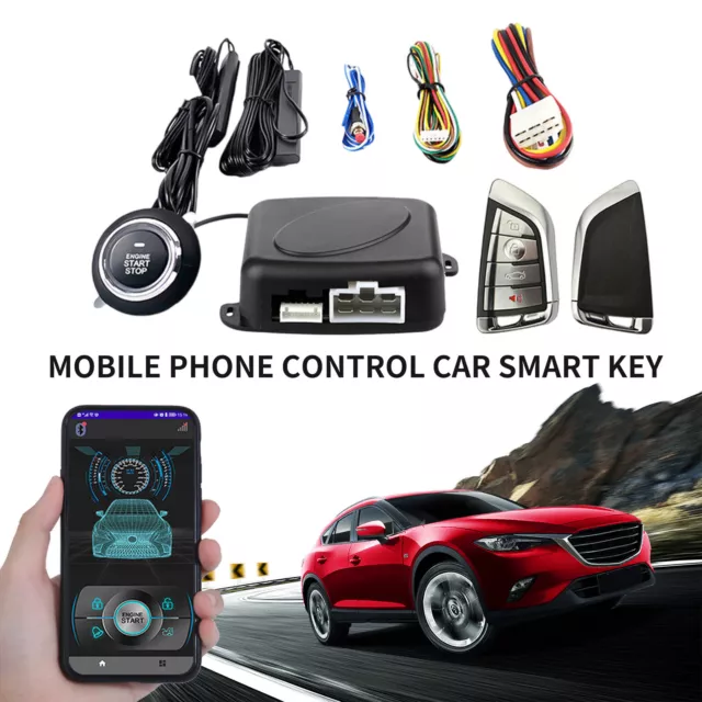 Remote Car Keyless Entry Engine Start Alarm System Push Button APP Control Kit