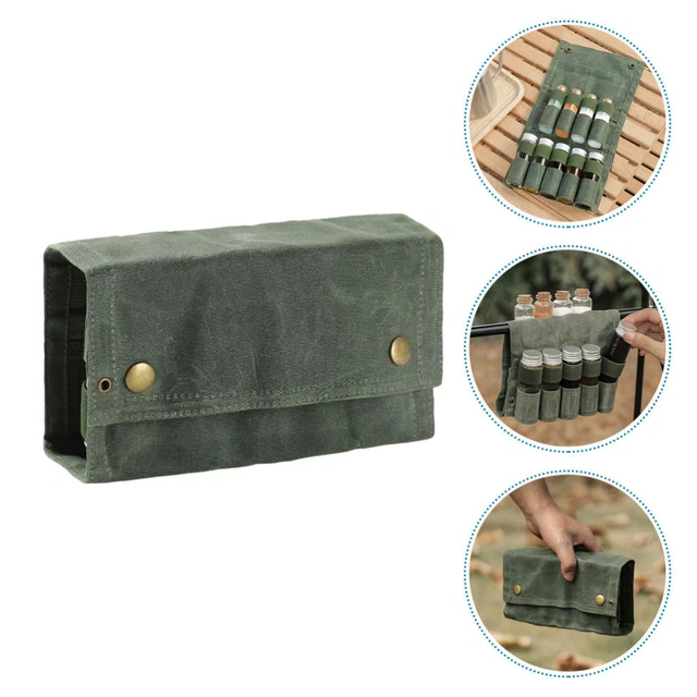 Borsa portaoggetti per bottiglie spezie alluminio contenitore dispensa in vetro army green