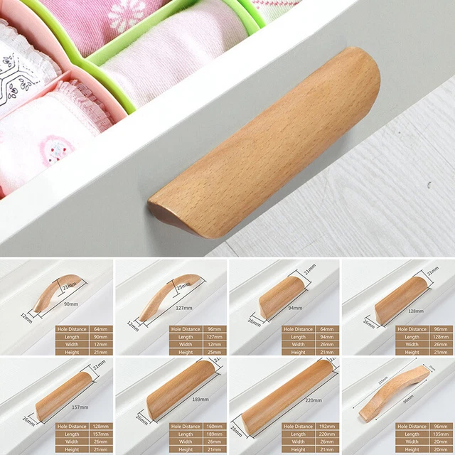 Wood Cabinet Pull Kitchen Cupboard Knob Wardrobe Drawer Door Pulls Closet Handle