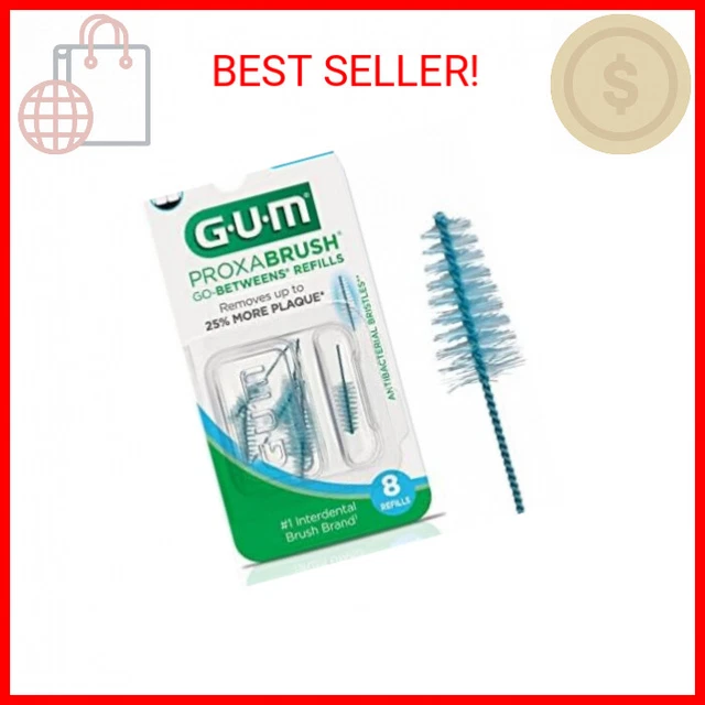 GUM 614D Proxabrush GoBetweens Interdental Brush Refills, Wide, 8