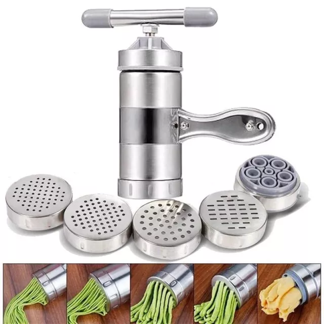 5 in 1 Edelstahl Nudelmaschine Lasagne Pastamaschine Spaghetti Pastamaker Neu