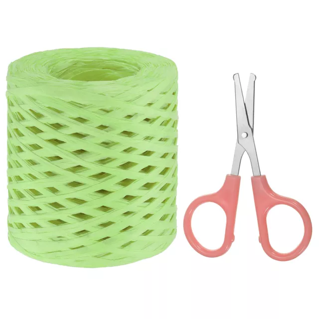 Cinta artesanal de papel Raffia, cinta natural con tijeras, verde claro, 218 yardas