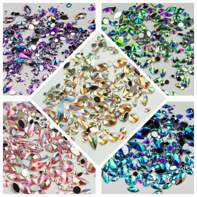 Large Iridescent Rhinestone Gems Jewels Beads Jewellery Making Art