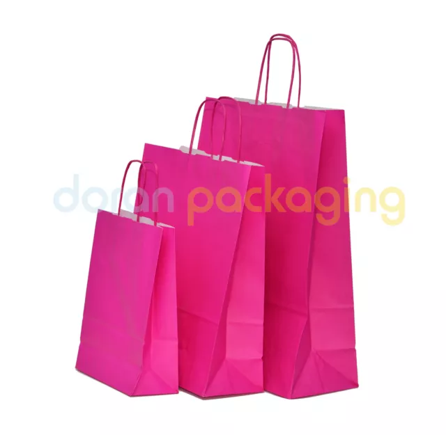 Pink Paper Bags Twist Handle Party and Gift Carrier / Paper Bags With Handles
