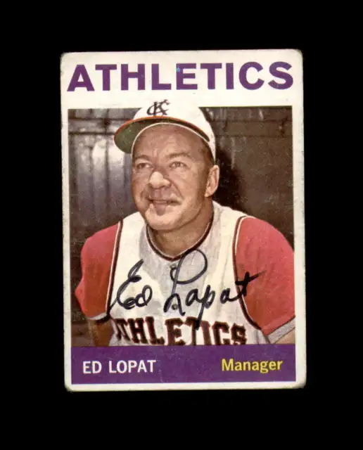 Ed Lopat Hand Signed 1964 Topps Kansas City Athletics Autograph