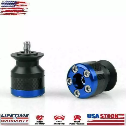 Universal Motorcycle CNC Carbon Fiber 8mm Swingarm Sliders Spools Blue US