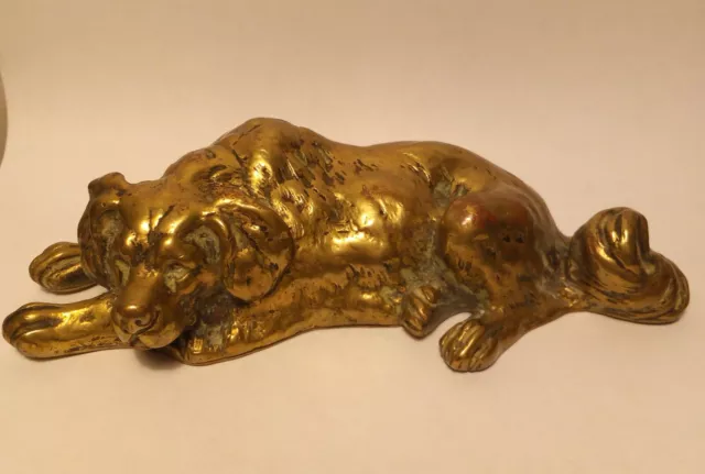 Georgian  Cavalier King Charles Spaniel Brass Bronze Paperweight
