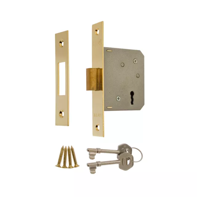 ERA 3 LEVER Mortice Door Lock Brass or Chrome finish - extra keys options