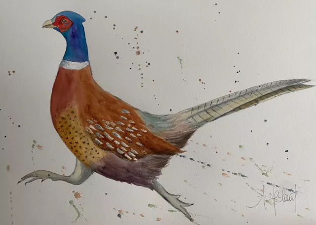 A3 HIGHLAND PHEASANT Original(Not a Print) LARGER SIZE Watercolour Painting