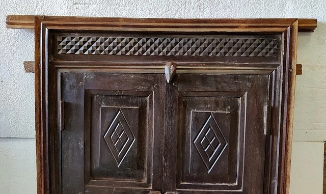 Vintage Old Wooden Hand Carved Beautiful Unique Design Window Door Rare Home Dec 3