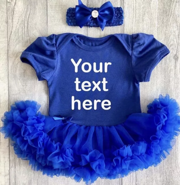 BAMBINA BLU PERSONALIZZATO TUTU ROMPER Abito da festa neonato regalo