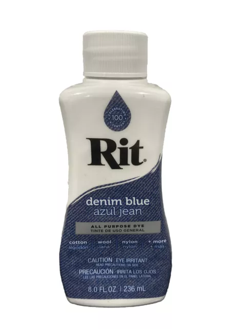 Rit All-Purpose Liquid Dye, Denim Blue  8.0 Fl. Oz. NEW