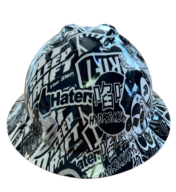 HYDRO DIPPED HARD Hat MSA Full Brim White Drifter 90.00 PicClick
