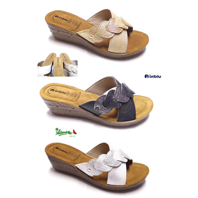 Inblu INBLU OFFERTA pantofole ciabatte donna solettaPELLE SOFT anatomico zeppa GM 28 