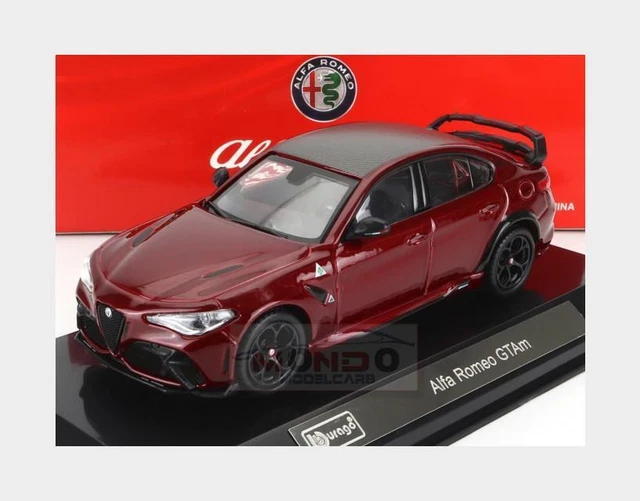 Miniature Voiture 1:43 Burago Alfa Romeo Giulia Rouge - Modélisme, Avec Garage