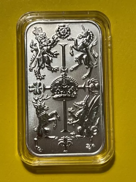 1 oz Royal Mint Silver Royal Celebration Bar in Capsule