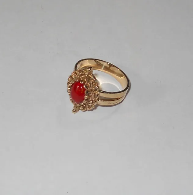 SOLID 14K YELLOW Gold Natural Orange Fire Opal Ring Size 6 not Scrap ...
