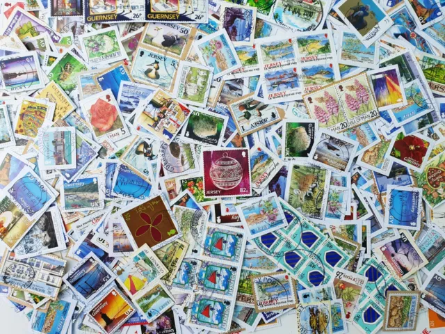 CHANNEL ISLANDS & ISLE OF MAN - 50 Grams Kiloware - Stamps On Paper 3