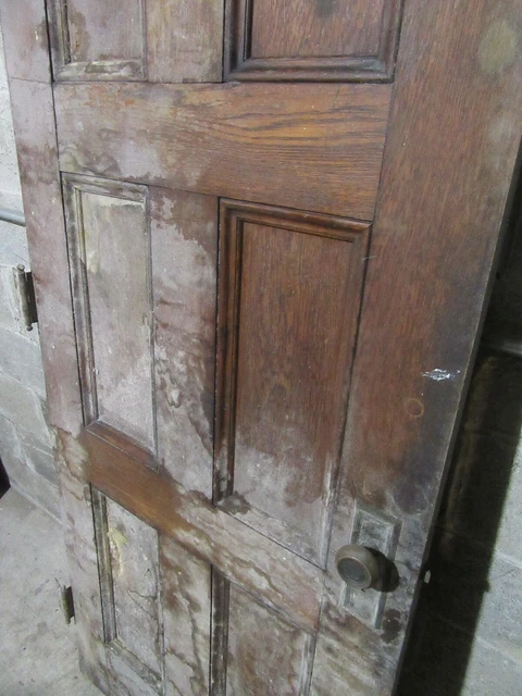 ~ ANTIQUE OAK 6 PANEL DOOR WITH HARDWARE I ~ 32 x 81.5 ARCHITECTURAL SALVAGE 9