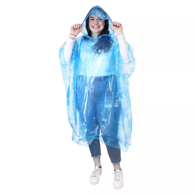 2X Disposable Adult Emergency Waterproof Rain Coat Poncho Hiking Camping Fishing 3