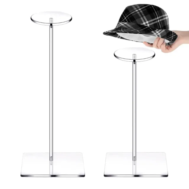 2Pcs Acrylic Hat Stand Wig Display Rack Clear Hat Stand Baseball Hat RackΦ