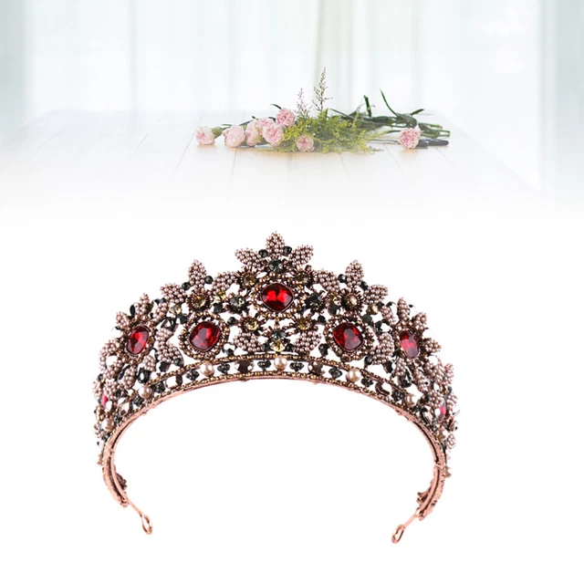 Diadème Couronne Mariage MEZHEN Strass Cristal Rose - Tiara Princesse 14cm Pour Mariée Et Cérémonies