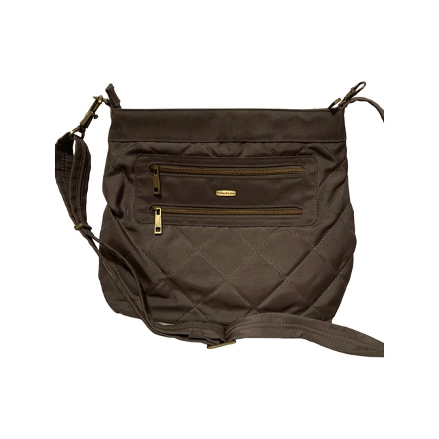 Travelon Quilted Crossbody RFID Travel Purse in Tan/Brown