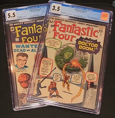 2-Fantastic Four Comic 5 & 7  CGC 3.5 & 5.5 Origin & 1st Appearance Of Dr. DOOM
