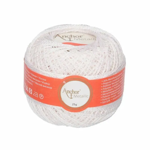 290 €/ KG) Anchor Artiste Metallic 25g Glitter Effect Cord Crochet New Colours