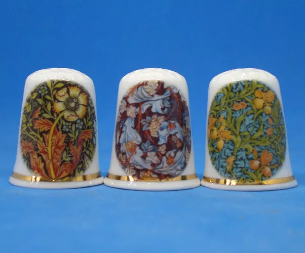 Birchcroft China Thimbles -- Set of Three -- William Morris Designs