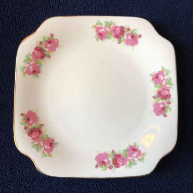 1930s Vintage Royal Doulton Art Deco Cake or Serving Plate Pink Roses Pattern