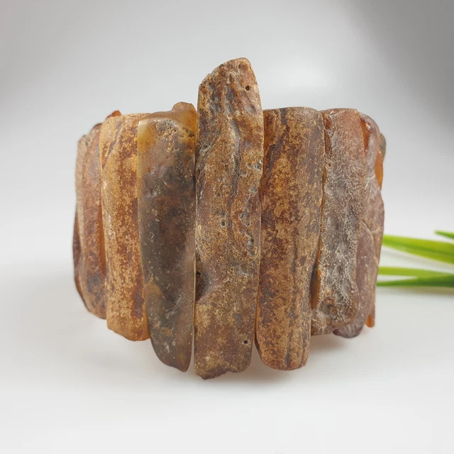 Pulsera de ámbar grande Piedra preciosa de ámbar báltico hecha a mano en...
