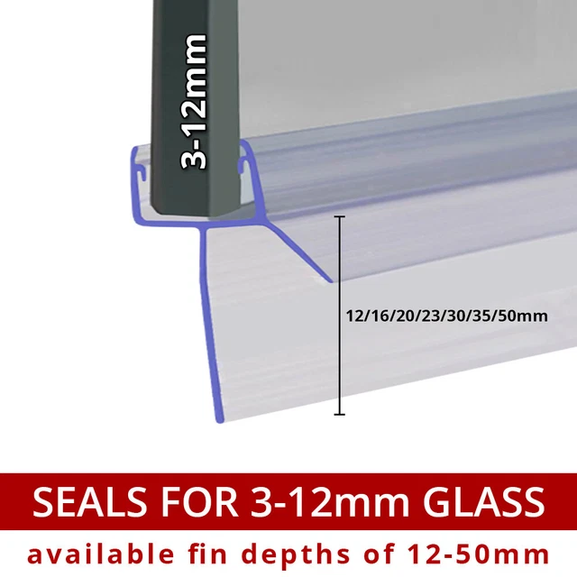 SHOWER SCREEN SEALS 3 12mm Glass For 12 50mm Gaps Bath Screen
