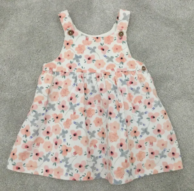 Baby Girl’s Pinafore Dress M&S Pink Floral Ribbed Corduroy Age 3-6 Months