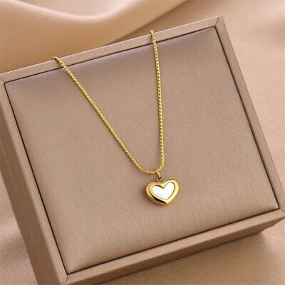 Love Heart Titanium Steel Necklaces Pendants Chain Luxury Women Jewelry New