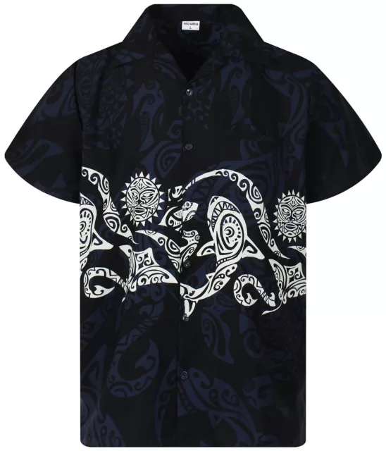 Funky Hawaiihemd Maori Brustdruck Schwarz