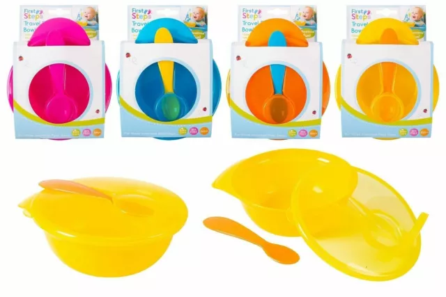 Baby Travel Bowl Spoon Self Feeding Set Outdoor Weaning Food BPA Free Mealtime