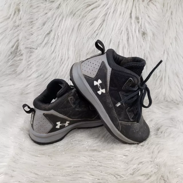 UNDER ARMOUR Black Gray Athletic Basketball Sneakers Kids Size 13K