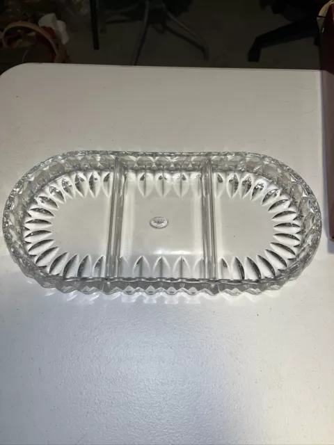 Vintage Gorham Althea Full Lead Crystal 12" Relish Dish With Box & Sticker