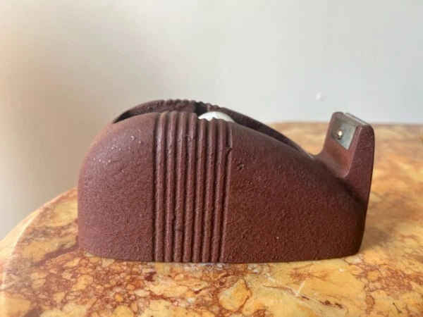 Heavy Duty 1950s Scotch Tape Dispenser Vintage Cast Iron Whale Tail Art Deco