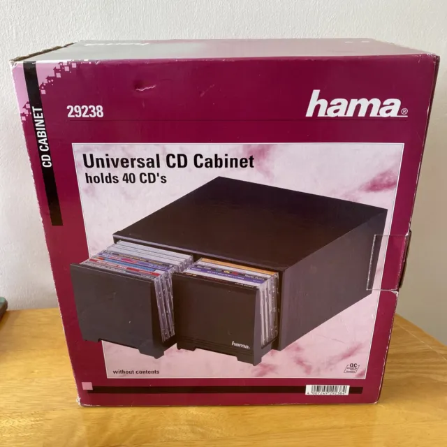 Hama Universal CD Two Drawer Black Wood Effect Cabinet • 40 CD Storage • In Box