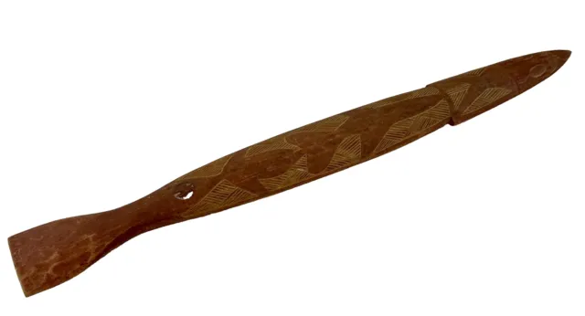 ￼ Vintage  Australian Aboriginal Mission, Sculpture Carved Timber Softwood 59 cm