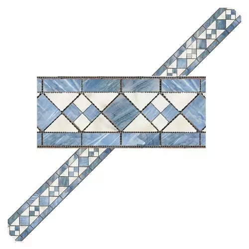 Dolls House Faux Marble Wallpaper Border Miniature 1:24 Scale 1/2in Blue