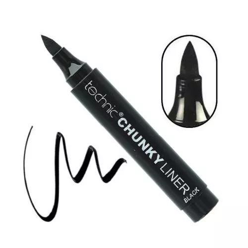 Technic SKINNY / KLOBIG SCHWARZ flüssiger Eyeliner Filzstift Spitze dick fett Präzision