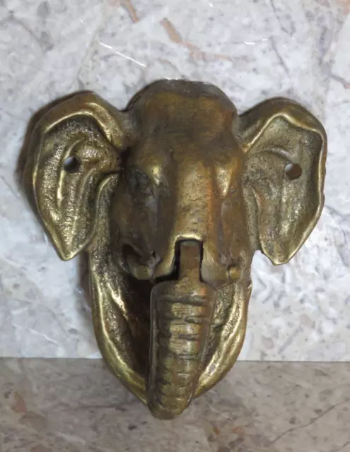 Vintage Handcrafted Solid Brass Elephant Figural Door Bell Knocker Home Decor 3"