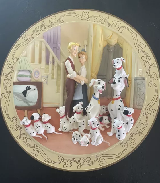 RARE NEW In Box Vintage Disney 101 DALMATIONS 3-D CERAMIC PLATE-PARK EXCLUSIVE