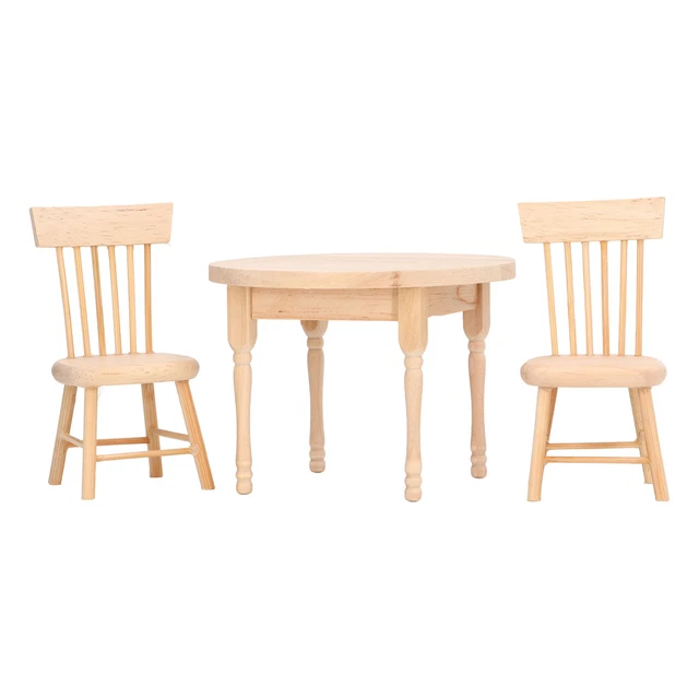 Dollhouse Dining Set 1:12 Scale Retro Design Doll House Miniature Round Tabl Toh