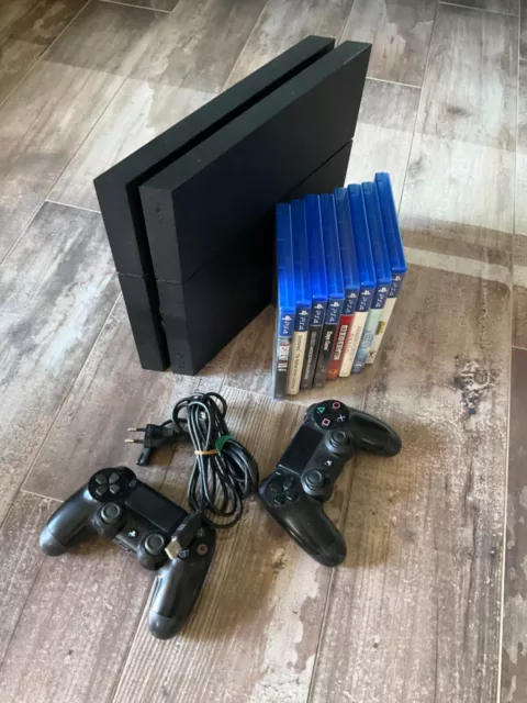 Sony Playstation 4 500GB Heimkonsole - Schwarz mit 8 Spielen und 2 Controller