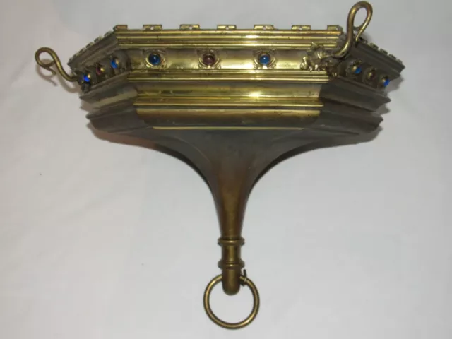 07F28 Antik Aufhängung Kronleuchter Nachtlicht Kirche Bronze Groß- Religion XIX
