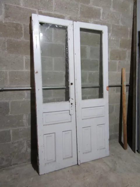~ ANTIQUE DOUBLE ENTRANCE FRENCH DOORS ~ 47.25 x 85.25 ~ ARCHITECTURAL SALVAGE 2